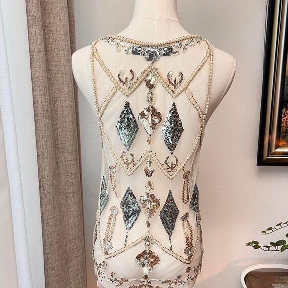 Endless Rose Embellished Cream Tank Top – Size Small - Picture 5 of 7